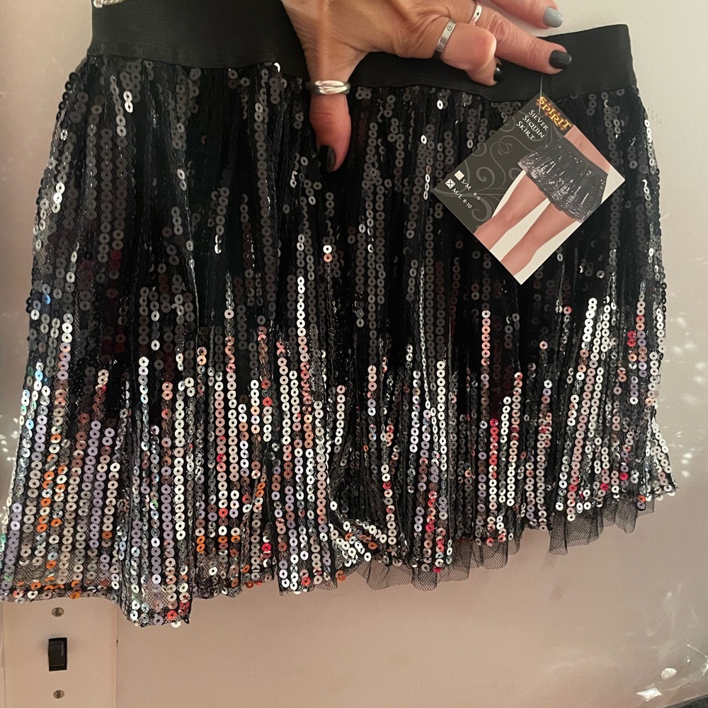 Spirit Black and Silver Sequin Skater Skirt